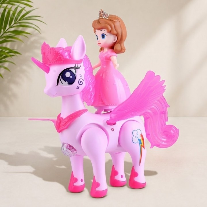 Unicornio Princesa Juguete Camina Luces Sonido Niñas