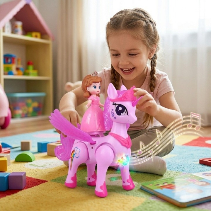 Unicornio Princesa Juguete Camina Luces Sonido Niñas