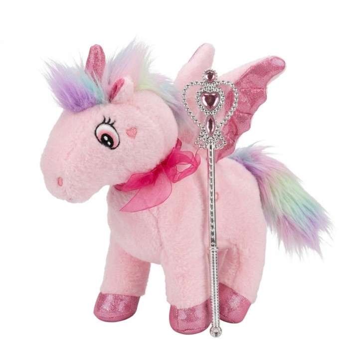 Unicornio Peluche Musical Mágico Con Alas Y Varita