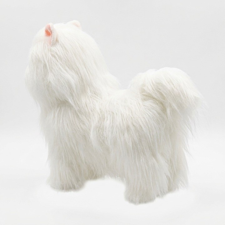 Maltés De Peluche Interactivo Con Correa Y Sonido + Baterias