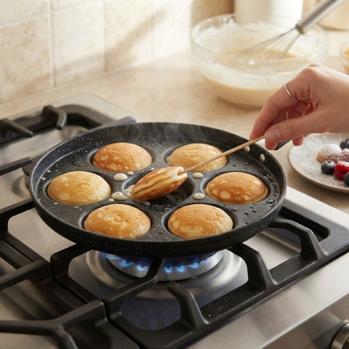 Sartén Antiadherente Para Mini Pancakes O Huevos 7 Cavidades