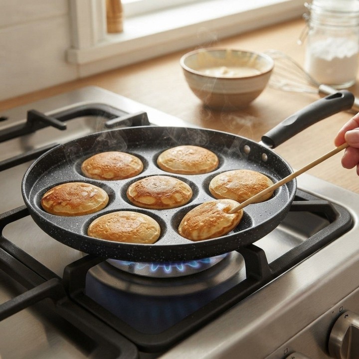 Sartén Antiadherente Para Mini Pancakes O Huevos 7 Cavidades