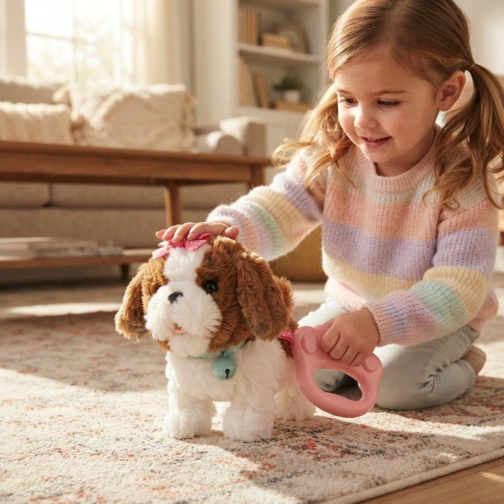 Perro De Peluche Interactivo Con Correa Sonido + Baterias