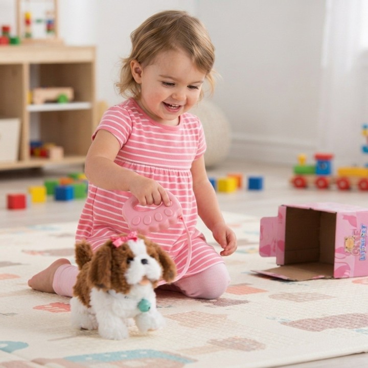 Perro De Peluche Interactivo Con Correa Sonido + Baterias