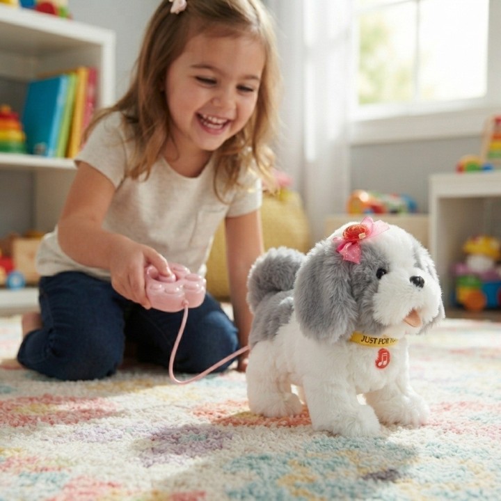 Perro De Peluche Interactivo Con Correa Sonido + Baterias
