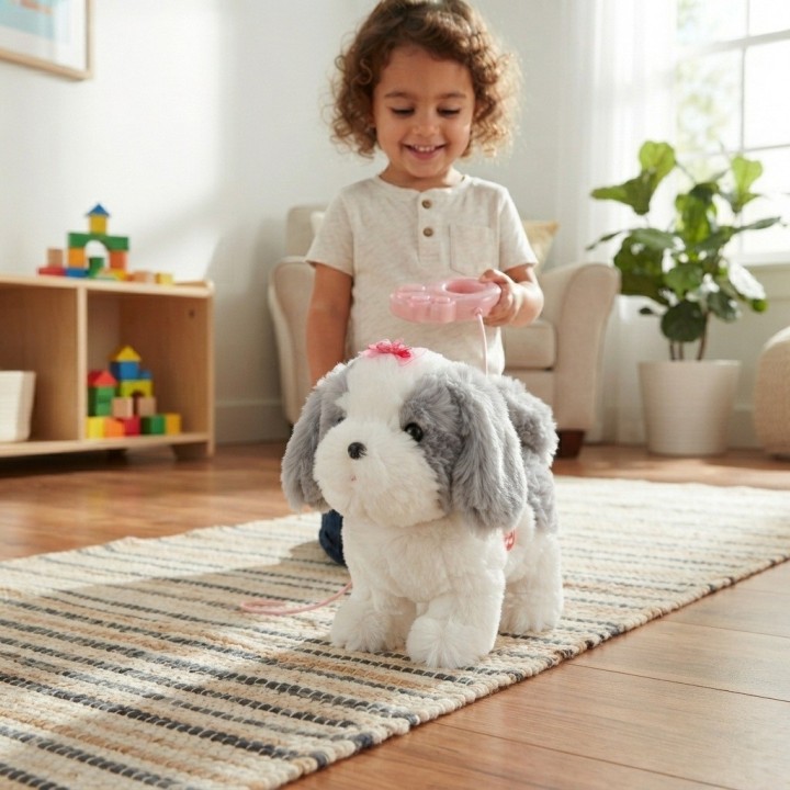 Perro De Peluche Interactivo Con Correa Sonido + Baterias
