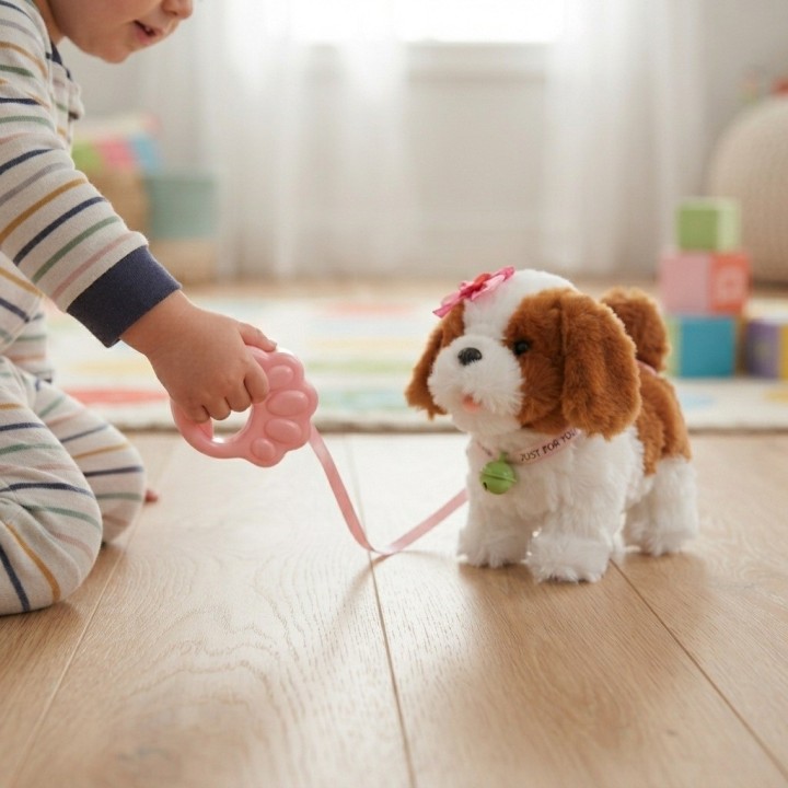 Perro De Peluche Interactivo Con Correa Sonido + Baterias