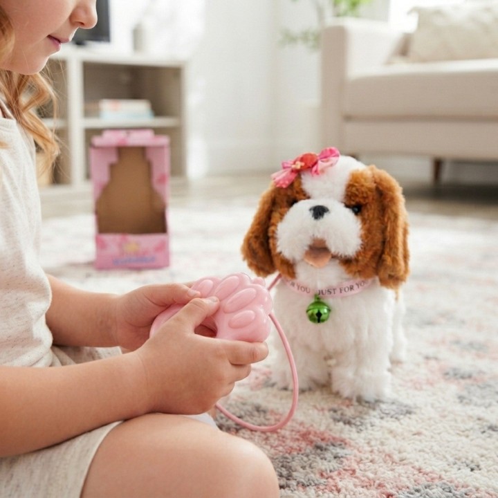 Perro De Peluche Interactivo Con Correa Sonido + Baterias