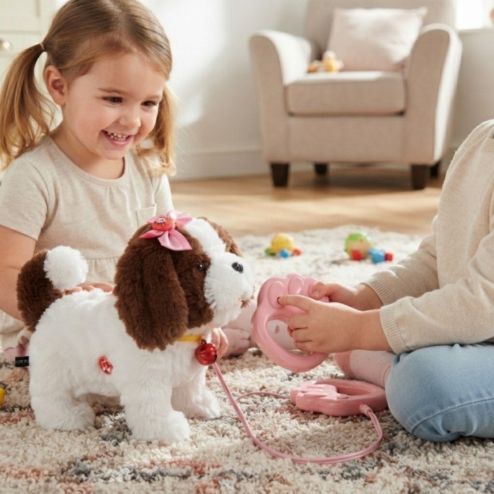 Perro De Peluche Interactivo Con Correa Sonido + Baterias