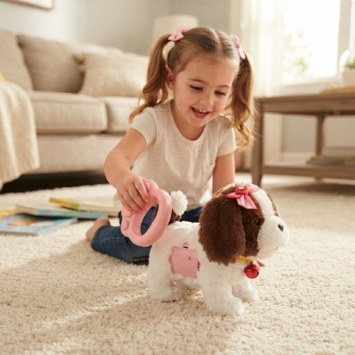 Perro De Peluche Interactivo Con Correa Sonido + Baterias