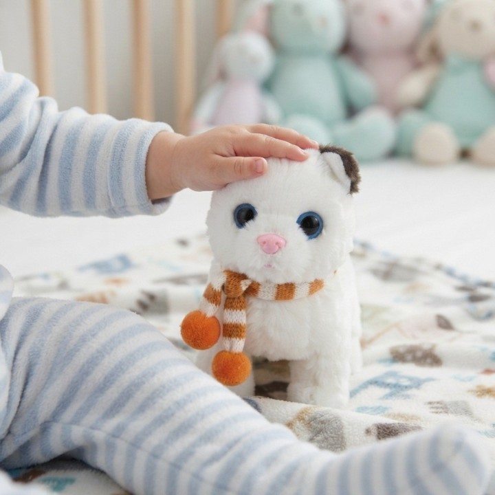 Gato De Peluche Interactivo Con Movimiento Sonido + Bateria