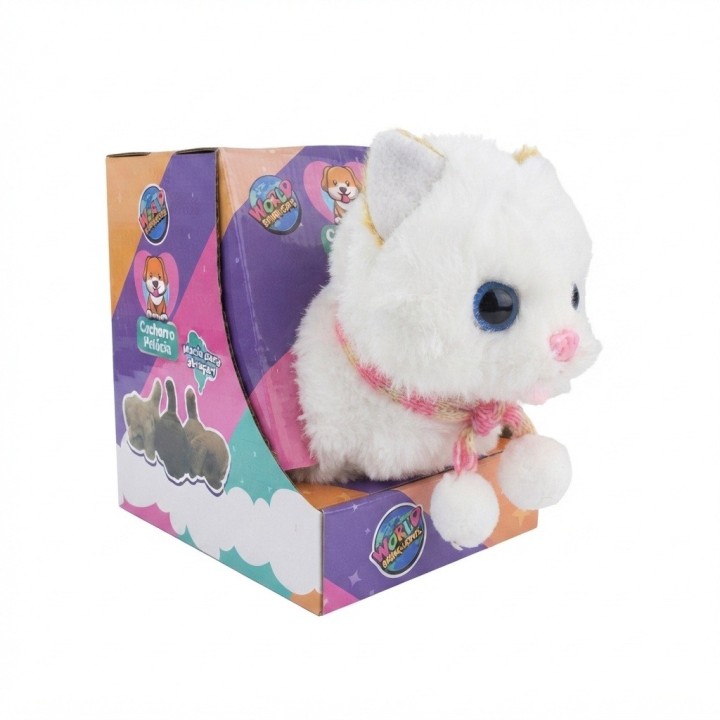 Gato De Peluche Interactivo Con Movimiento Sonido + Bateria