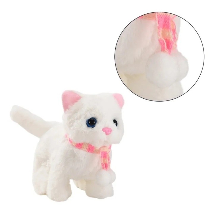 Gato De Peluche Interactivo Con Movimiento Sonido + Bateria