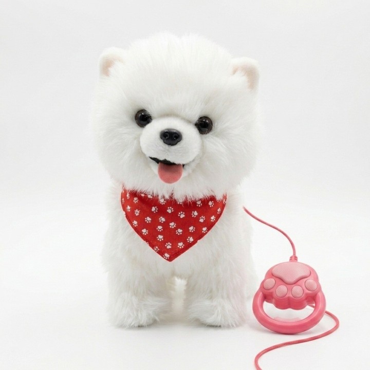 Perro De Peluche Husky/pomerania Interactivo Con Correa