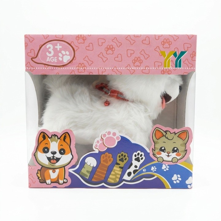 Perro De Peluche Husky/pomerania Interactivo Con Correa