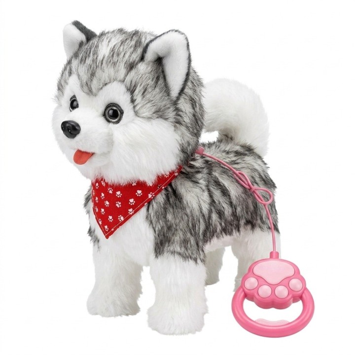 Perro De Peluche Husky/pomerania Interactivo Con Correa