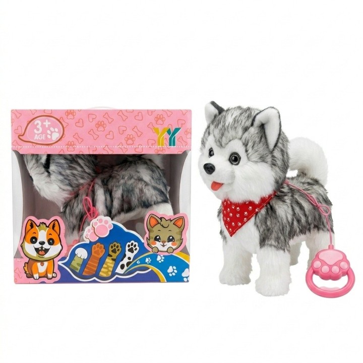 Perro De Peluche Husky/pomerania Interactivo Con Correa