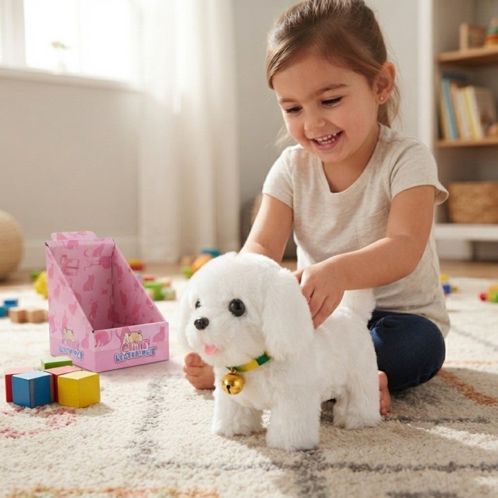 Perro De Peluche Interactivo Con Movimiento Sonido + Bateria