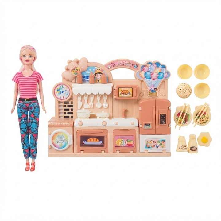 Set Muñeca Beauty Girl Con Cocina Y Accesorios