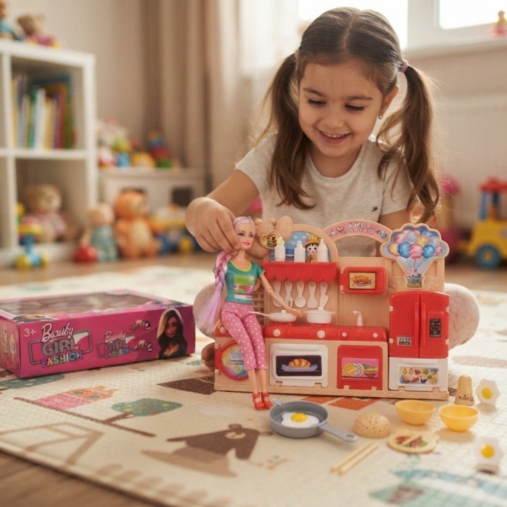 Set Muñeca Beauty Girl Con Cocina Y Accesorios