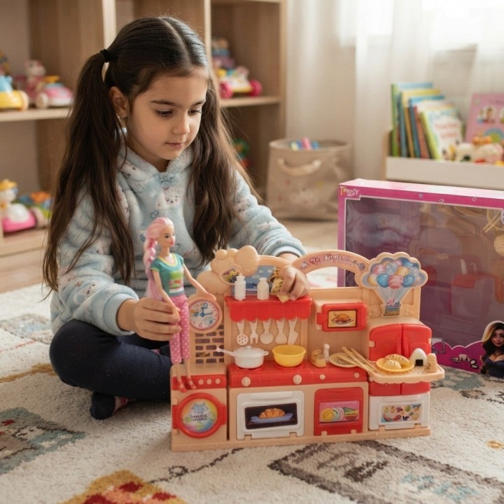 Set Muñeca Beauty Girl Con Cocina Y Accesorios