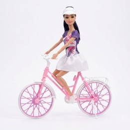 Set Muñeca Deportiva Con Bicicleta Rosada Y Accesorios