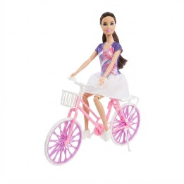 Set Muñeca Deportiva Con Bicicleta Rosada Y Accesorios
