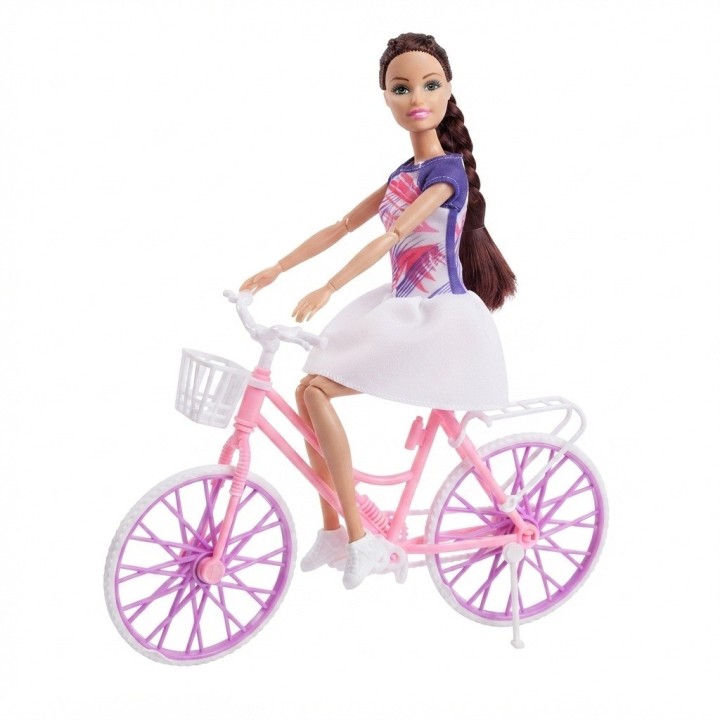 Set Muñeca Deportiva Con Bicicleta Rosada Y Accesorios