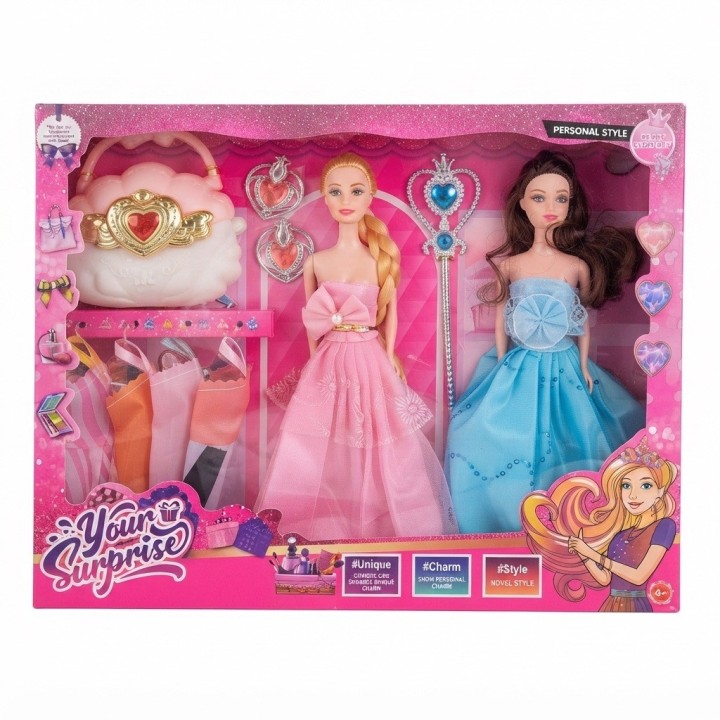Set 2 Muñecas Princesas Con Vestidos Extras Y Accesorios