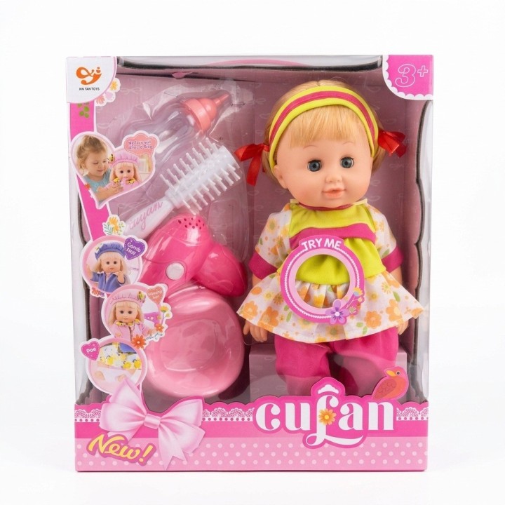 Set Muñeca Bebé Cufan Con Accesorios Bacinilla Y Sonidos