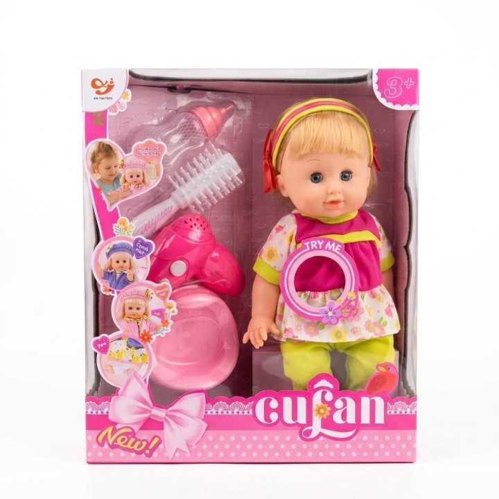 Set Muñeca Bebé Cufan Con Accesorios Bacinilla Y Sonidos