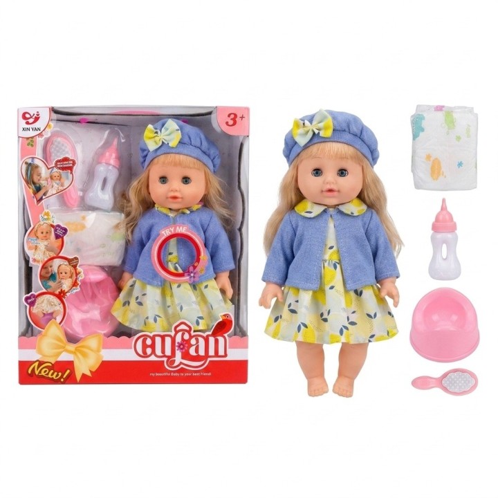 Set Muñeca Bebé Cufan Que Toma Tetero Y Hace Chichí