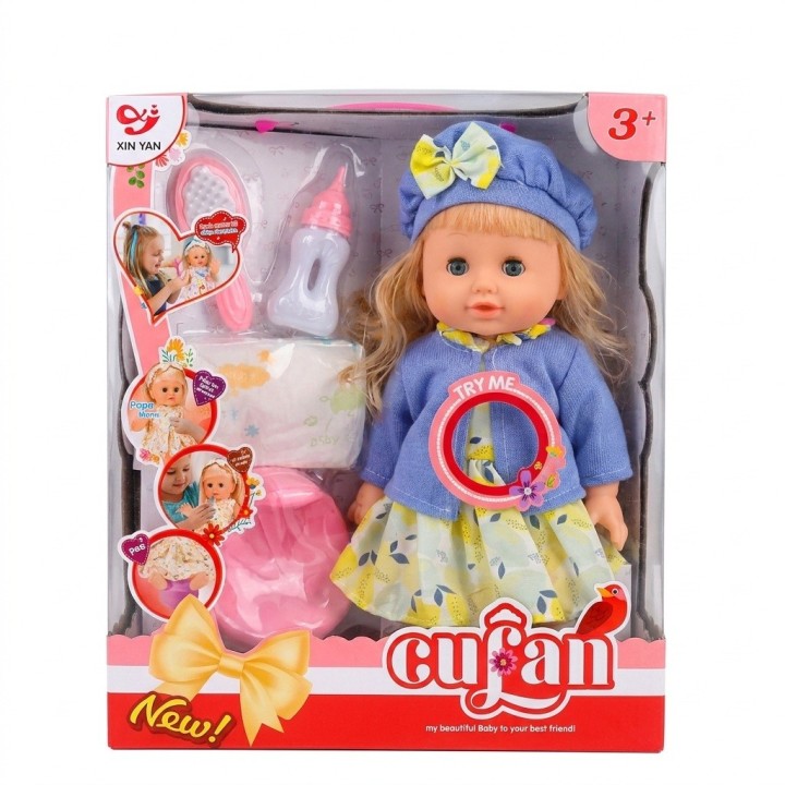Set Muñeca Bebé Cufan Que Toma Tetero Y Hace Chichí