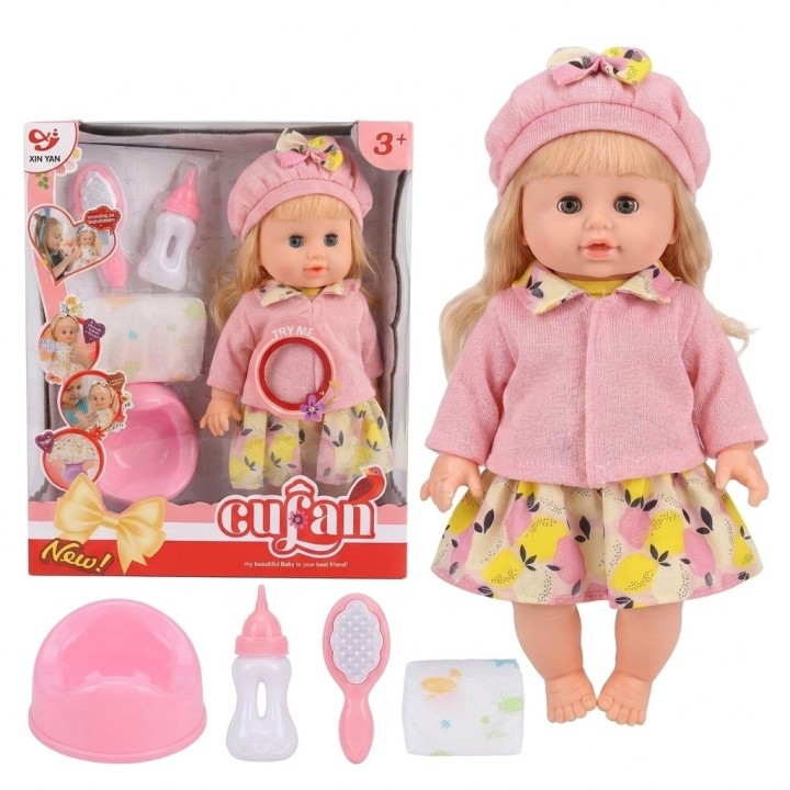 Set Muñeca Bebé Cufan Que Toma Tetero Y Hace Chichí