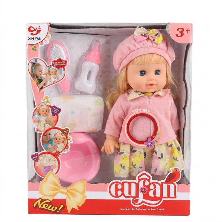 Set Muñeca Bebé Cufan Que Toma Tetero Y Hace Chichí