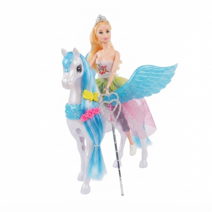 Set Muñeca Con Caballo Alado Pegaso Mágico Para Niñas
