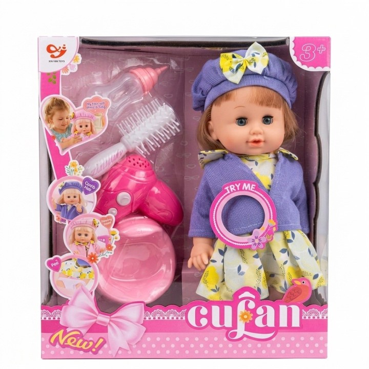 Muñeca Interactiva Cufan Con Secador Y Accesorios
