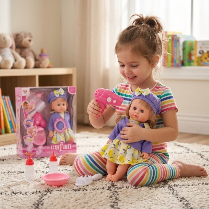 Muñeca Interactiva Cufan Con Secador Y Accesorios