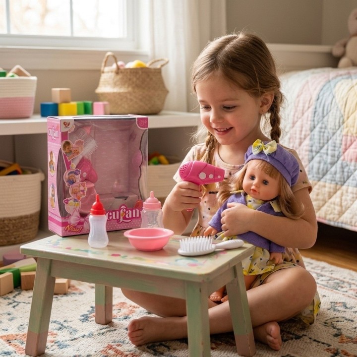 Muñeca Interactiva Cufan Con Secador Y Accesorios