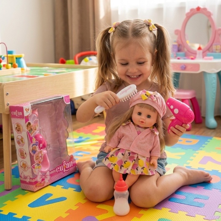 Muñeca Interactiva Cufan Con Secador Y Accesorios