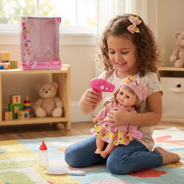 Muñeca Interactiva Cufan Con Secador Y Accesorios