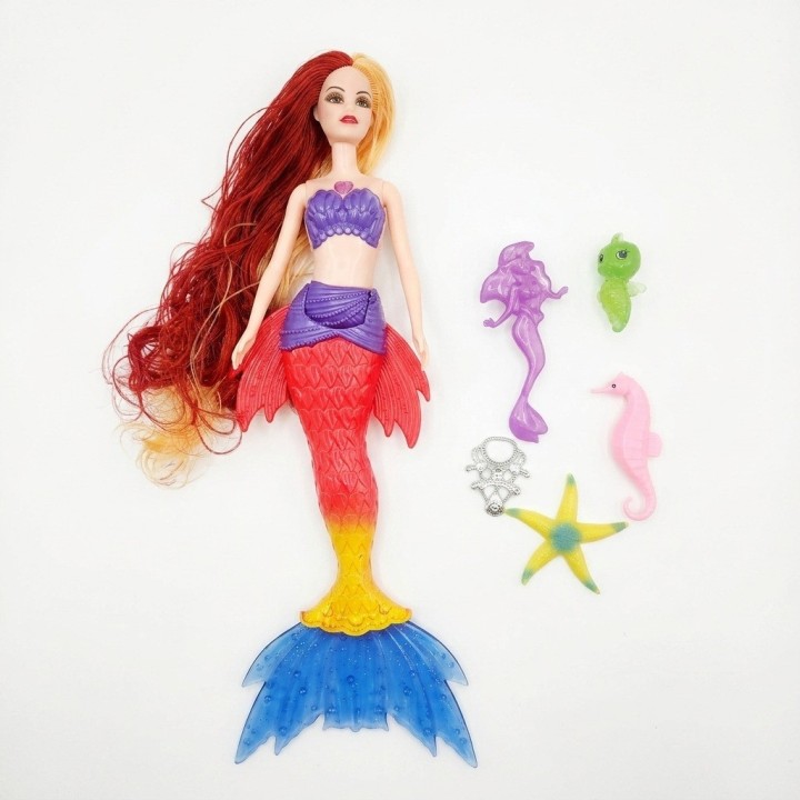 Muñeca Sirena Mágica Con Luz, Música Y Accesorios Niñas