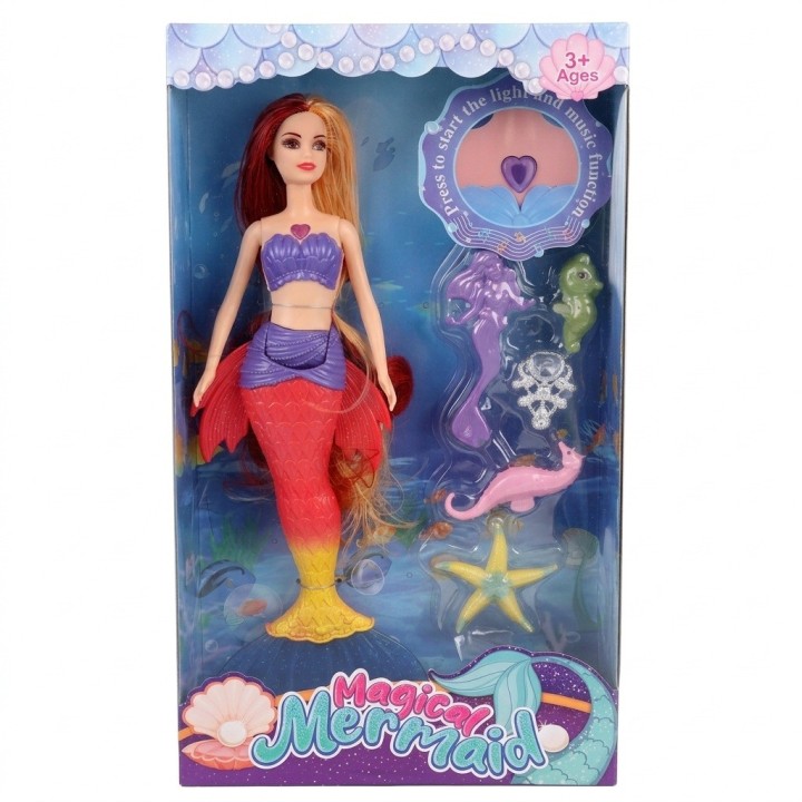 Muñeca Sirena Mágica Con Luz, Música Y Accesorios Niñas