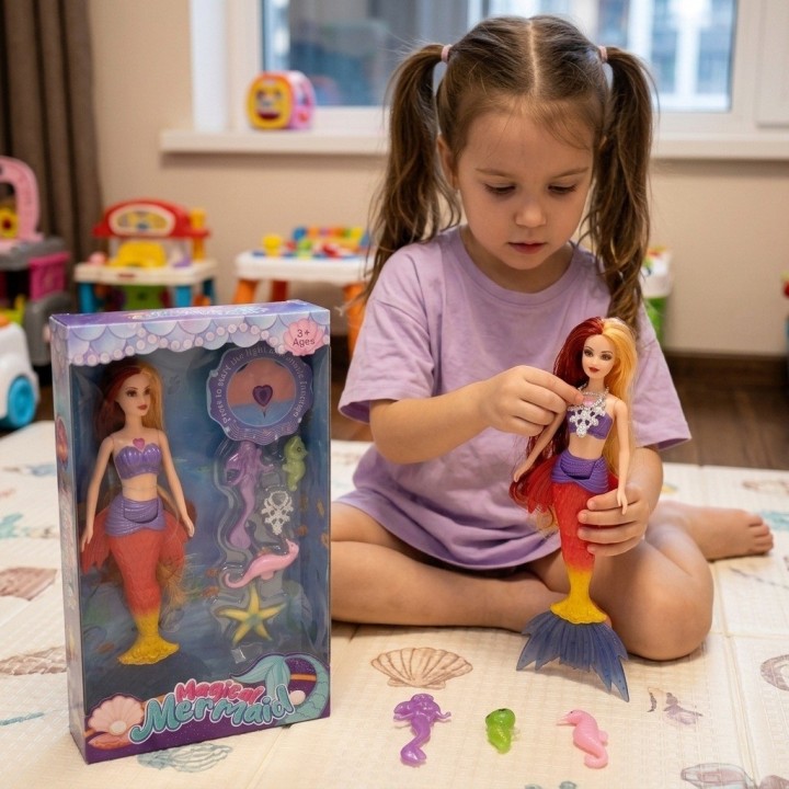 Muñeca Sirena Mágica Con Luz, Música Y Accesorios Niñas