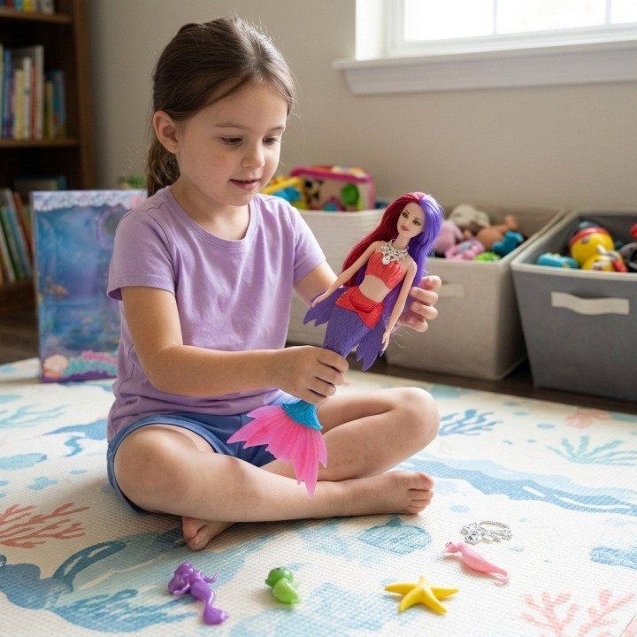 Muñeca Sirena Mágica Con Luz, Música Y Accesorios Niñas