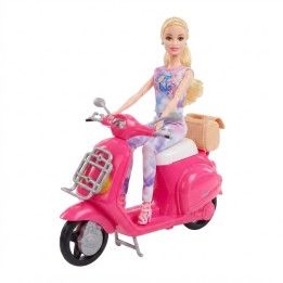 Muñeca Sweet Girl Con Moto Rosada Y Accesorios