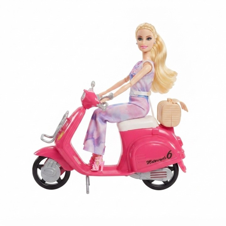 Muñeca Sweet Girl Con Moto Rosada Y Accesorios
