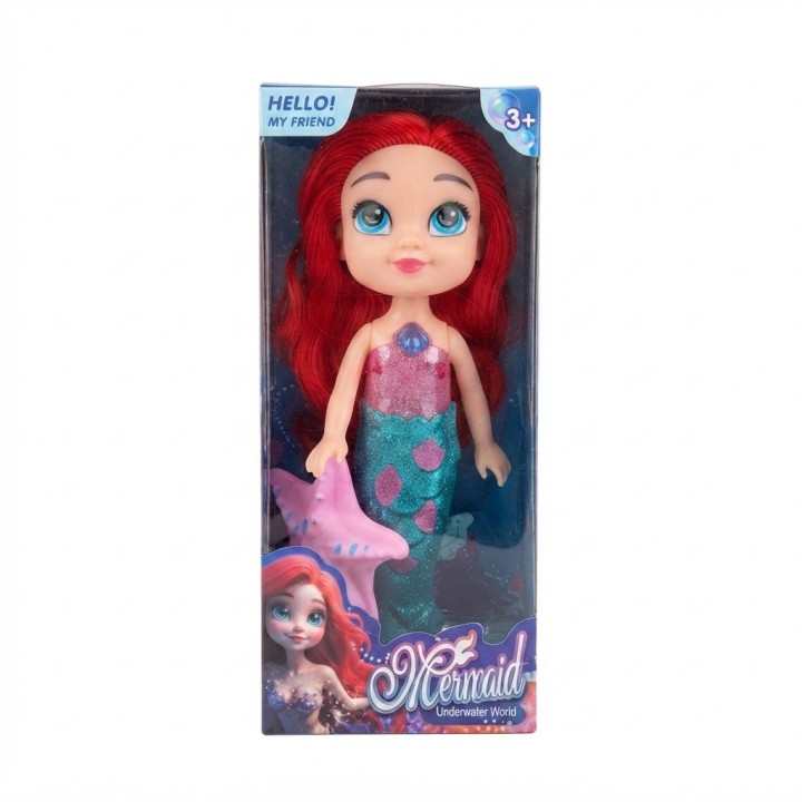 Linda Muñeca Sirena Cabello Rojo Con Estrella De Mar Niñas