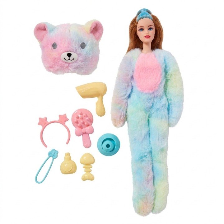 Muñeca Disfraz Peluche Oso Arcoíris Con Accesorios