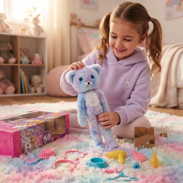 Muñeca Disfraz Peluche Oso Arcoíris Con Accesorios